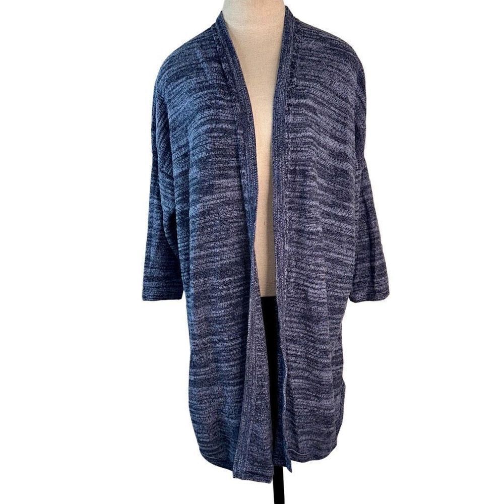 J. Jill PureJill Womens Linen Blend Sweater Cardigan Duster Length Blue Medium